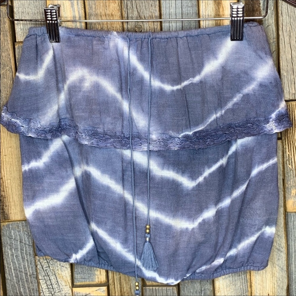 strapless tie die top